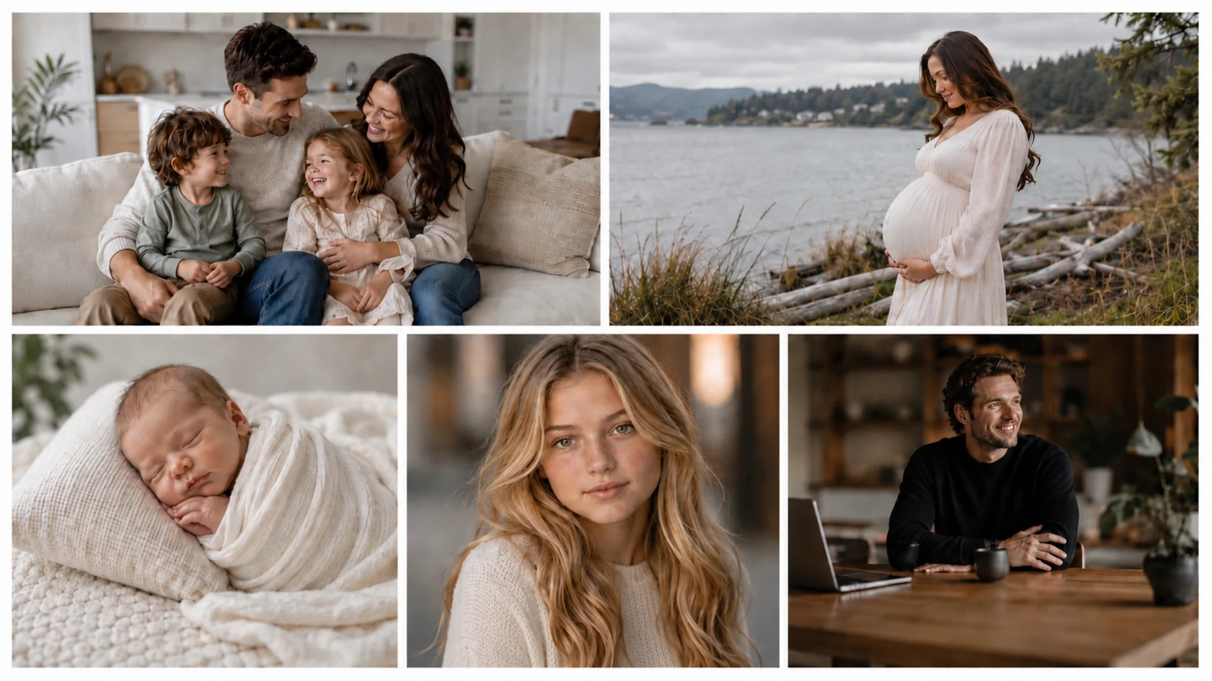 Selection of BEBA Studio portraits, families, motherhood, and brand photography